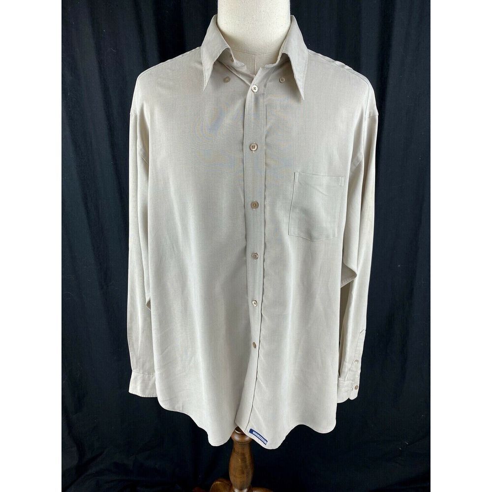 Ted Baker Mens Button Front Shirt Size 6 XL/XXL Beige‎ Long Sleeve Polynosic